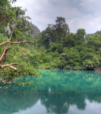 A stunning khoun kong leng lake in Khammouane
