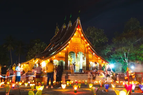 Wat Xieng Thong during the festival of light in Luangprabang