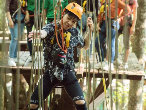 Combo program: Zip line and Riding Elephant Around The Flower Garden